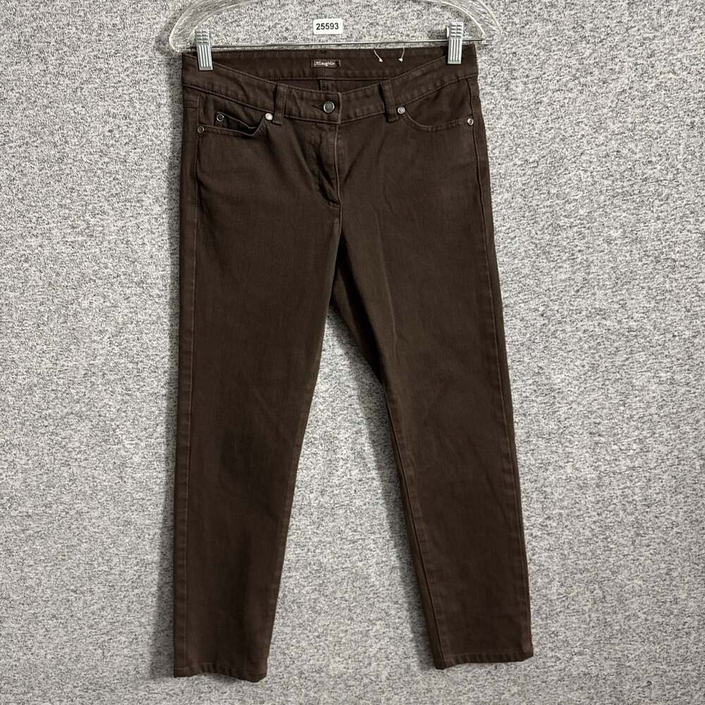 J.Mclaughlin Women's Size 4 Chocolate Brown Mid-Rise Slim Leg Ankle Jeans